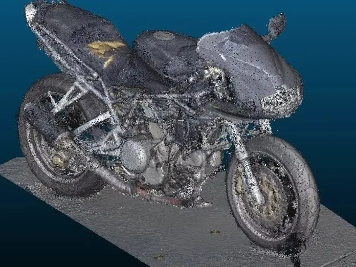 A three-dimensional scan of a motorcycle