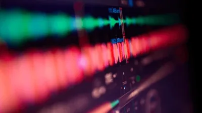 An audio waveform rendered in color