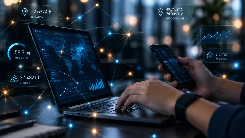 A laptop and phone overlaid with measurement graphics